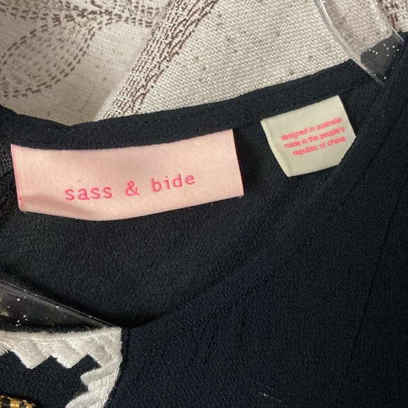 sass & bide “sweet spot” Black, Gold & White Flowy Tank Blouse - Picture 3 of 11